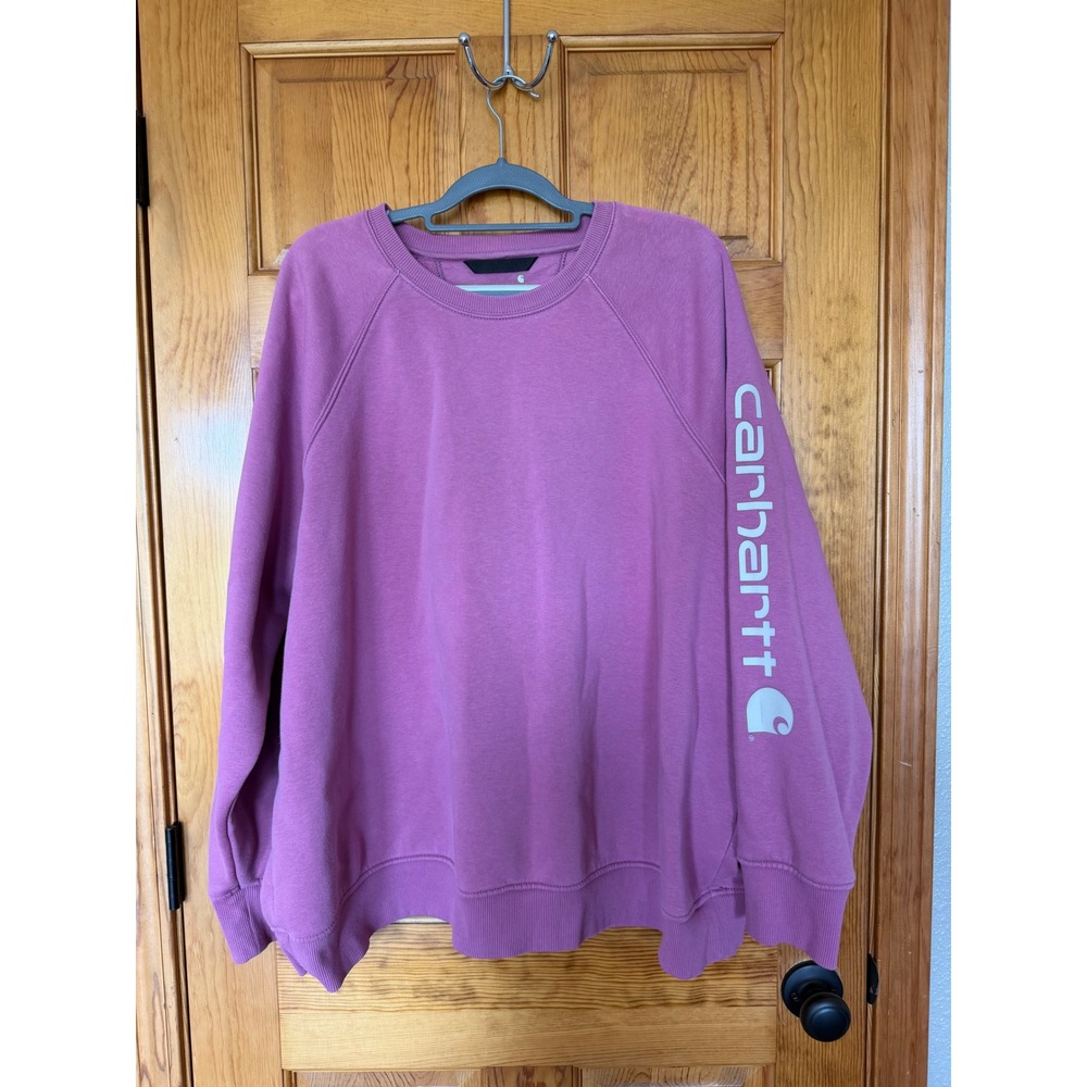 Carhartt Womens 3X Orchid Pink Graphic Logo Sleeve Sweatshirt TS6718-W Pullover